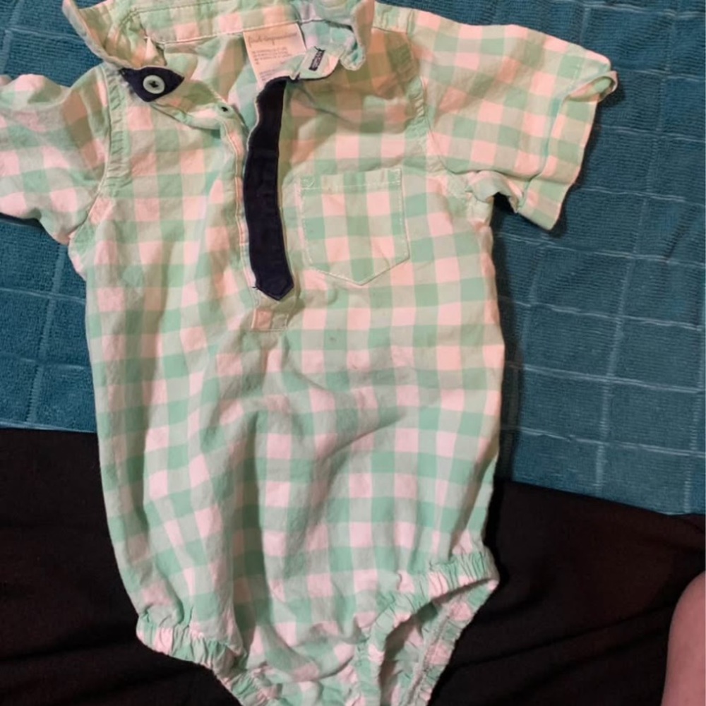 Baby Gap Green Checkered Onesie